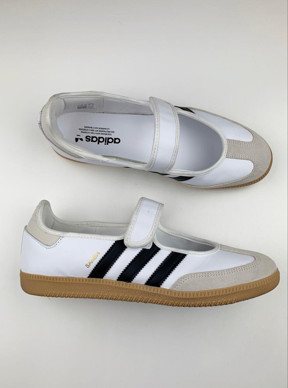Adidas Samba Mary Jane Sneakers Black White Leather Casual JR1402 Women's 11